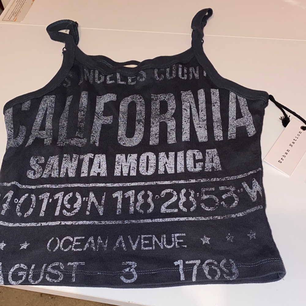 Black California Print Tank Top